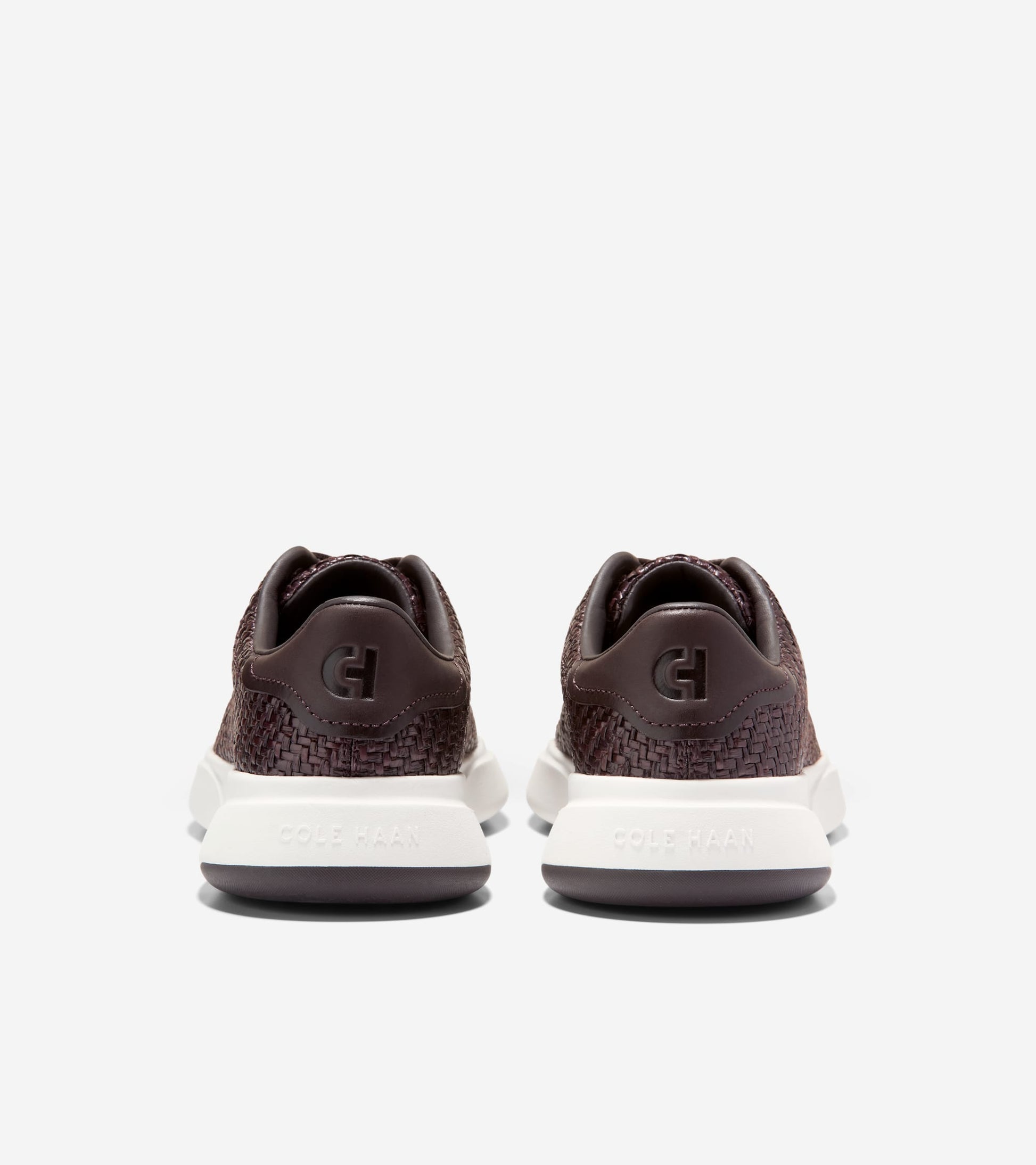 W36966:DK BROWN RAFFIA/DK CHOC  LTHR/WHITE