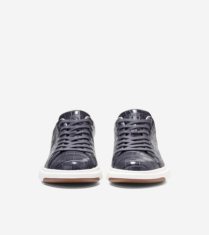 W37533:BLACKENED PEARL CROC PRINT LEATHER / WHITE LEATHER