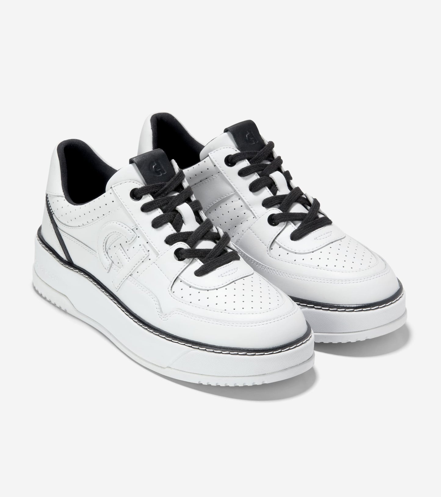 W32839:WHITE PERF LEATHER/BLACK/WHITE
