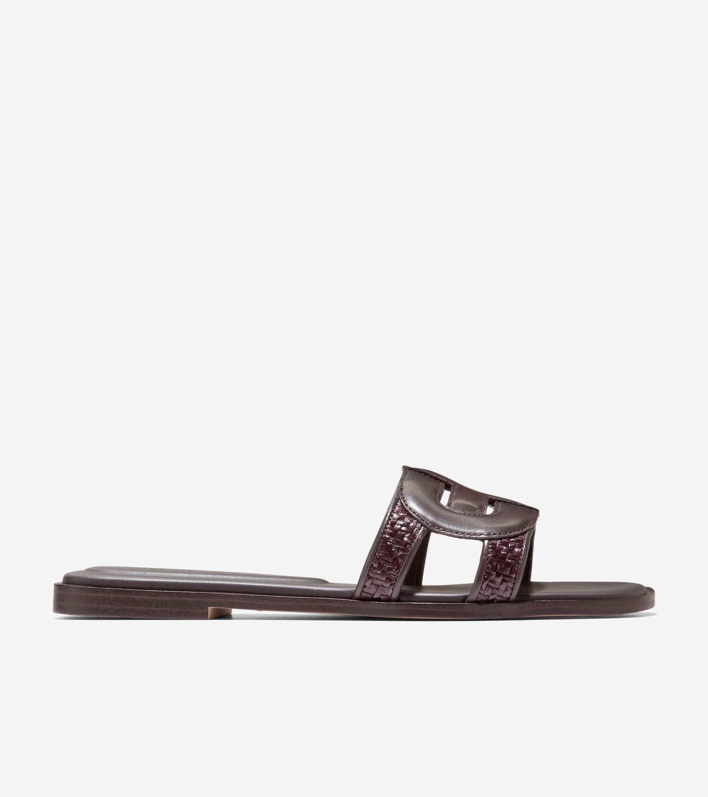 W36688:DK BROWN RAFFIA / CH DK CHOCOLATE LTHR