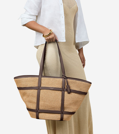U08153:NATURAL RAFFIA/DK. CHOCOLATE.:0000