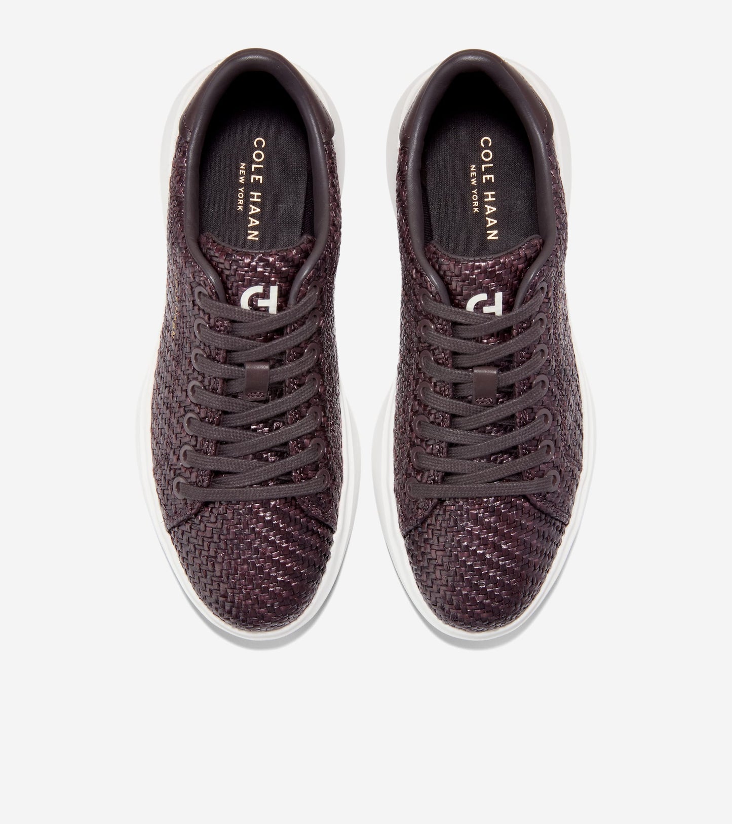 W36966:DK BROWN RAFFIA/DK CHOC  LTHR/WHITE